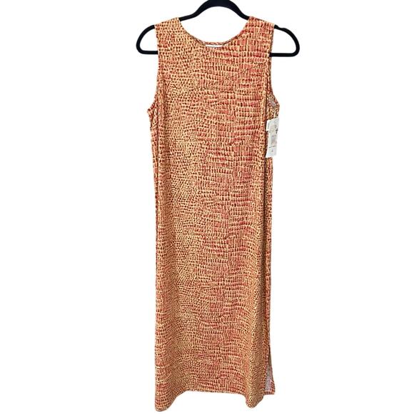 Napa Valley Linen Blend Maxi Dress Red Print Sleeveless Side Slit NWT Small - Picture 1 of 9